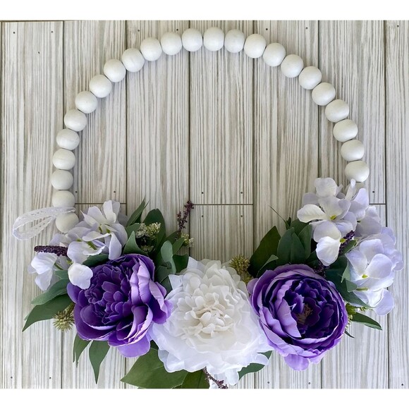 Summertime Door Decor, Summer Bead Hoop Wreath, Farmhouse Decor, Country Decor - Picture 8 of 10